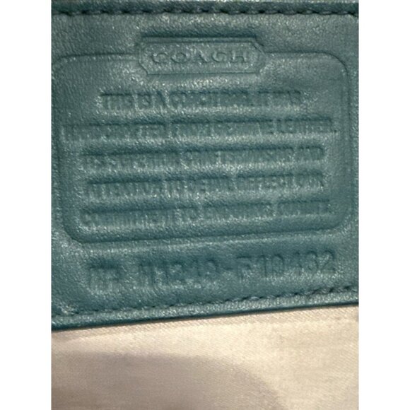 COACH GALLERY EMBOSSED PATENT LEATHER TOTE SHOULDER BAG F19462 TEAL GOOD CON - Picture 7 of 7